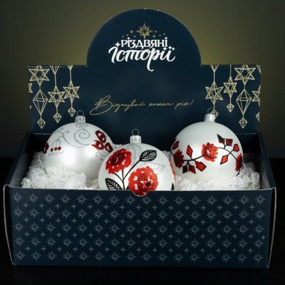 Набір ялинкових куль "Донеччина" на 3 кулі (ручна робота) 475 фото