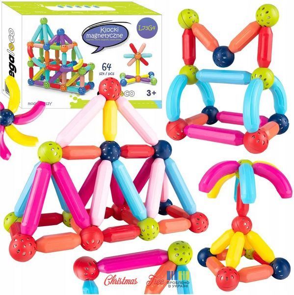 Магнітні блоки для дітей Smart Kid (64 шт) 9006 фото