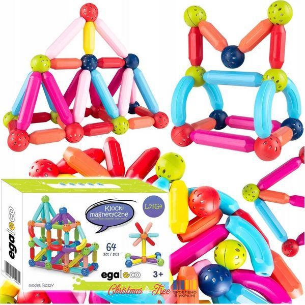 Магнітні блоки для дітей Smart Kid (64 шт) 9006 фото