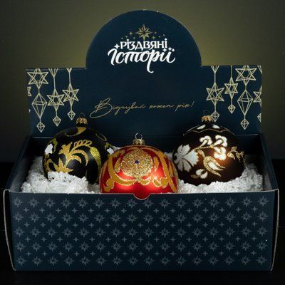 Набір ялинкових куль "Кримський" на 3 кулі (ручна робота) 479 фото