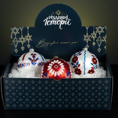 Набір ялинкових куль "Луганщина" на 3 кулі (ручна робота) 480 фото