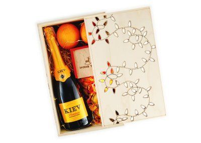 Дерев'яна подарункова коробка &laquo;Святкові вогники&raquo; (нефарбована) BOX2004 фото