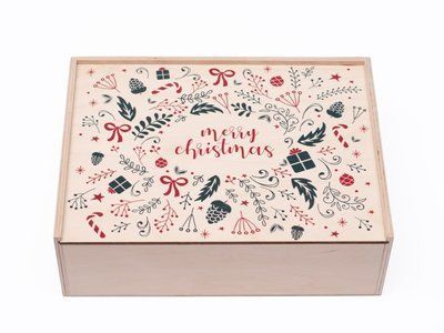 Дерев'яна подарункова коробка на Різдво &laquo;Merry Christmas&raquo; (нефарбована) BOX2201 фото
