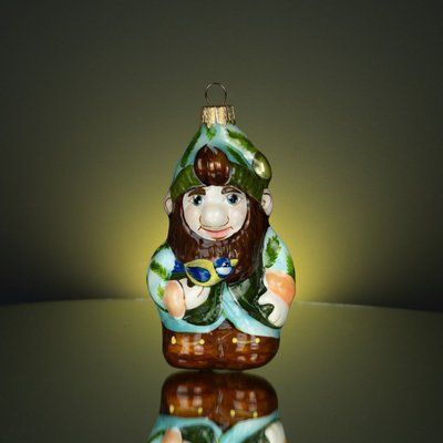 Ялинкова іграшка ручної роботи "Гном з пташкою" 350 фото