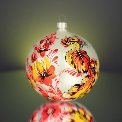 Ялинкова іграшка ручної роботи "Петриківка. Яскрава пташка", Білий 565 фото