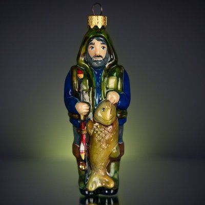 Ялинкова іграшка ручної роботи "Рибак з трофеєм" 434 фото